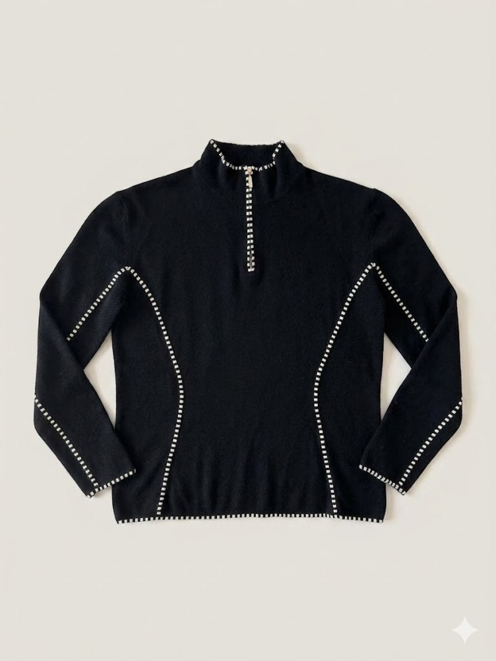 Black Wool Neve Designs Sweater XL Quarter Zip Fits Like L